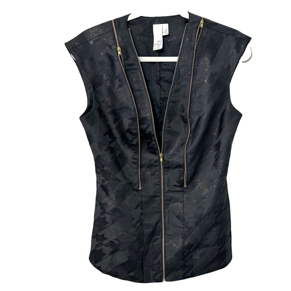 2B Ryche‎ Zipper Metallic Camo Vest Top size 6 Black